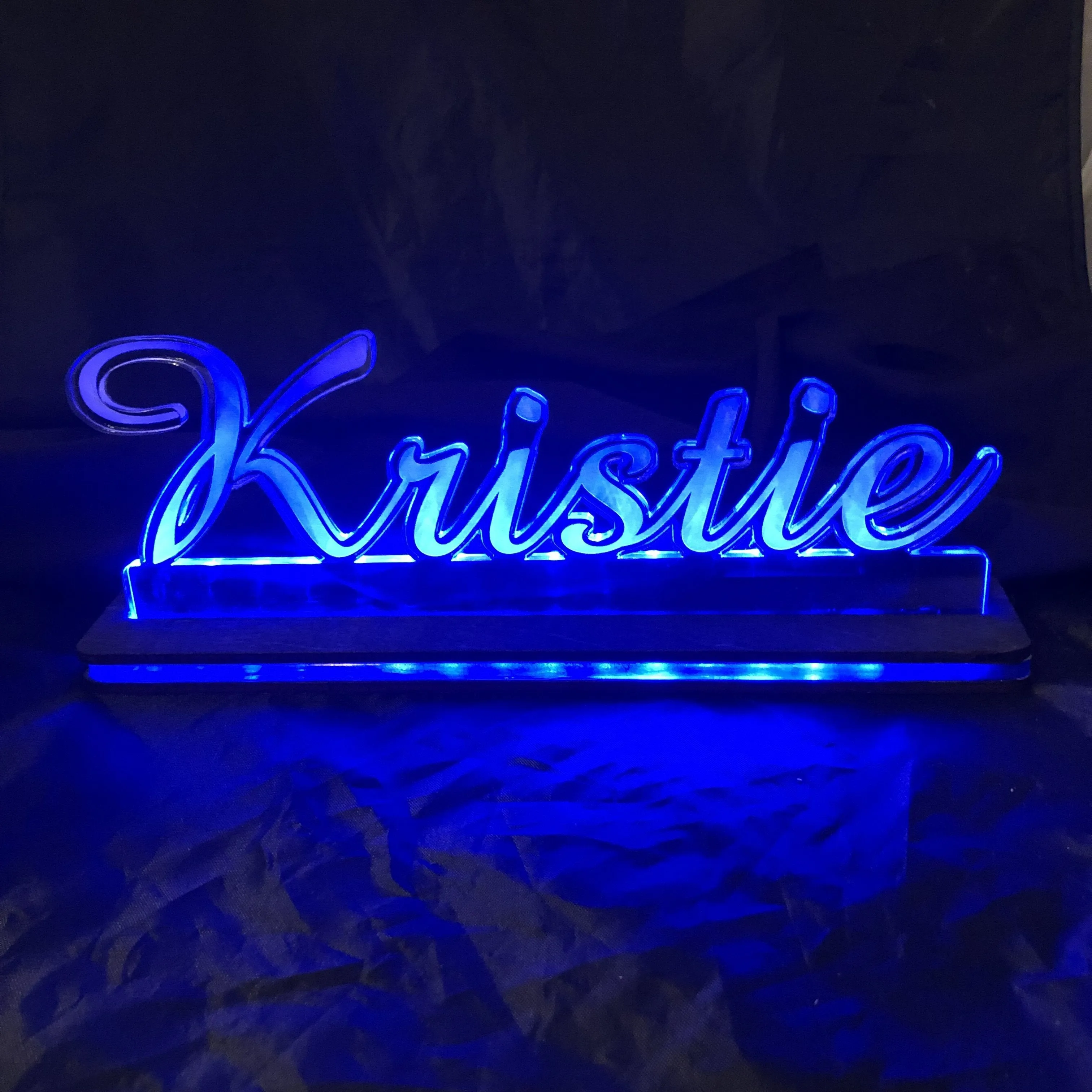 Custom Cut Name Sign Edge Lit LED Acrylic Sign