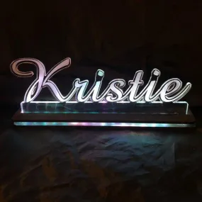 Custom Cut Name Sign Edge Lit LED Acrylic Sign