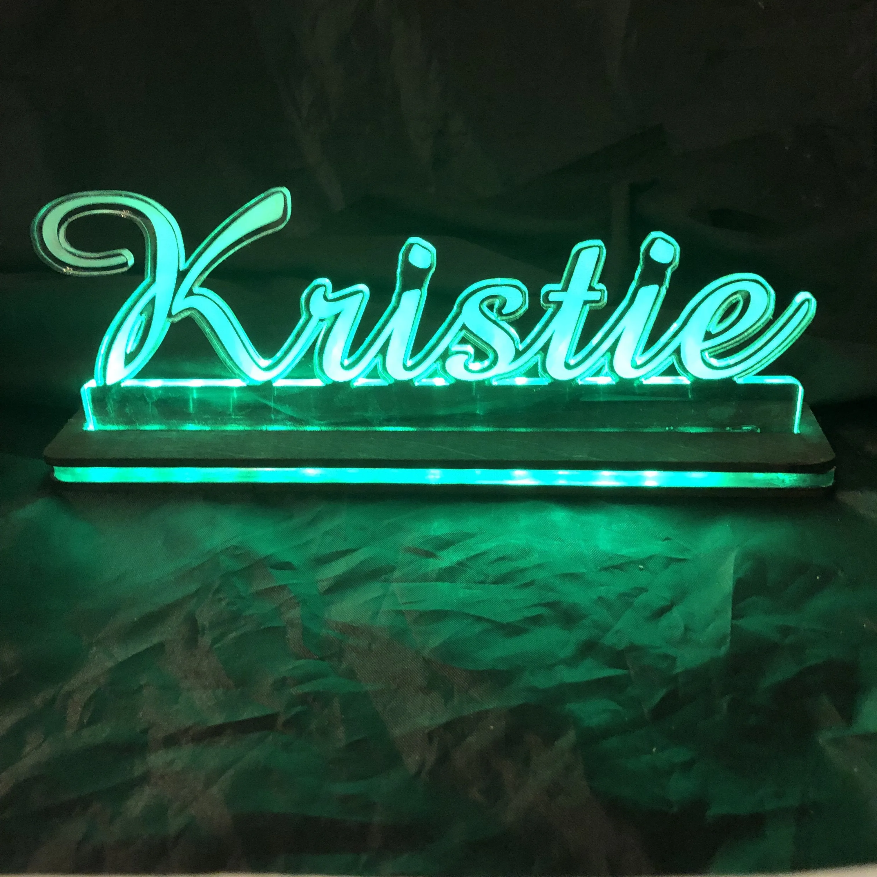 Custom Cut Name Sign Edge Lit LED Acrylic Sign