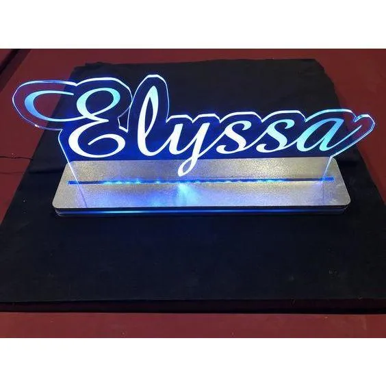Custom Cut Name Sign Edge Lit LED Acrylic Sign