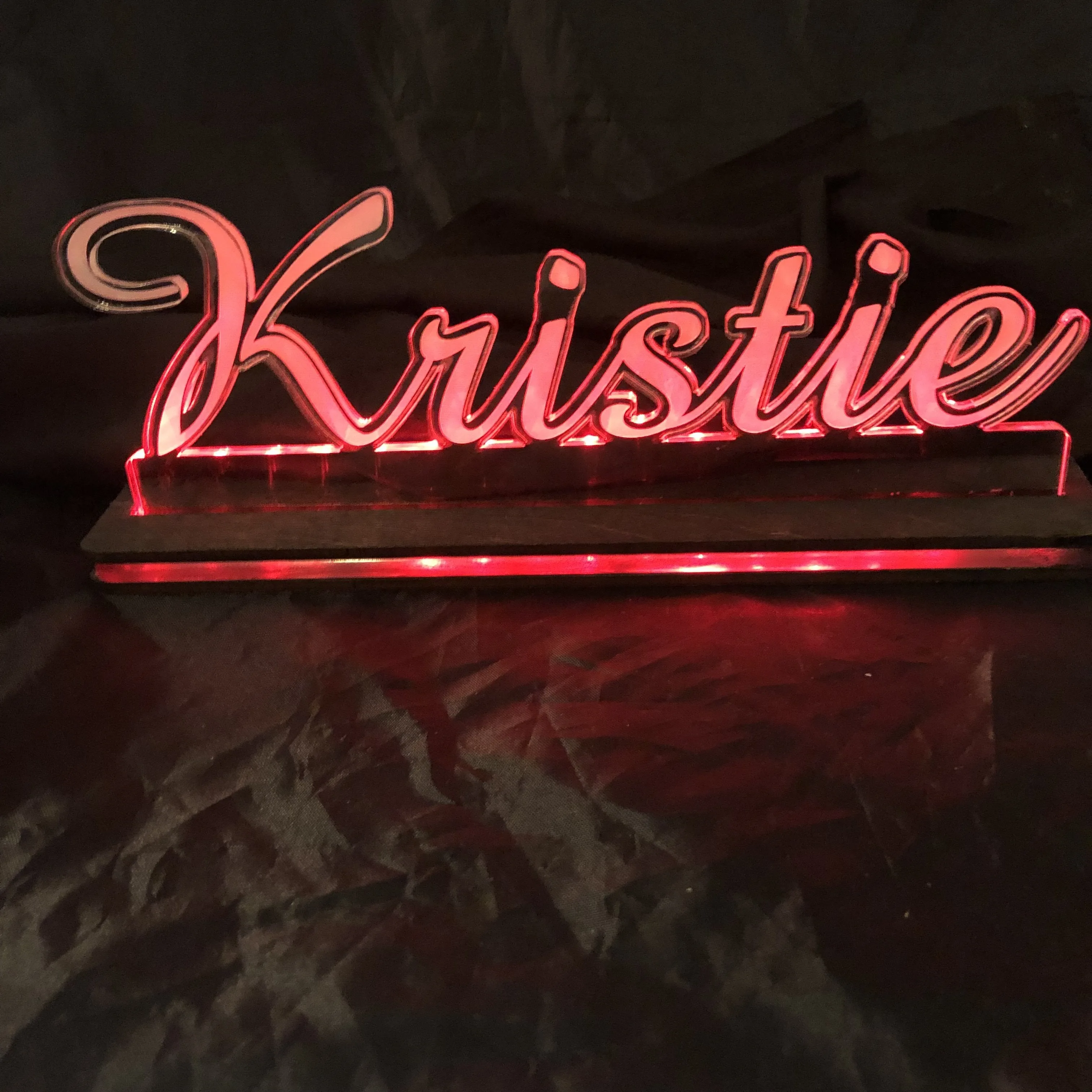 Custom Cut Name Sign Edge Lit LED Acrylic Sign