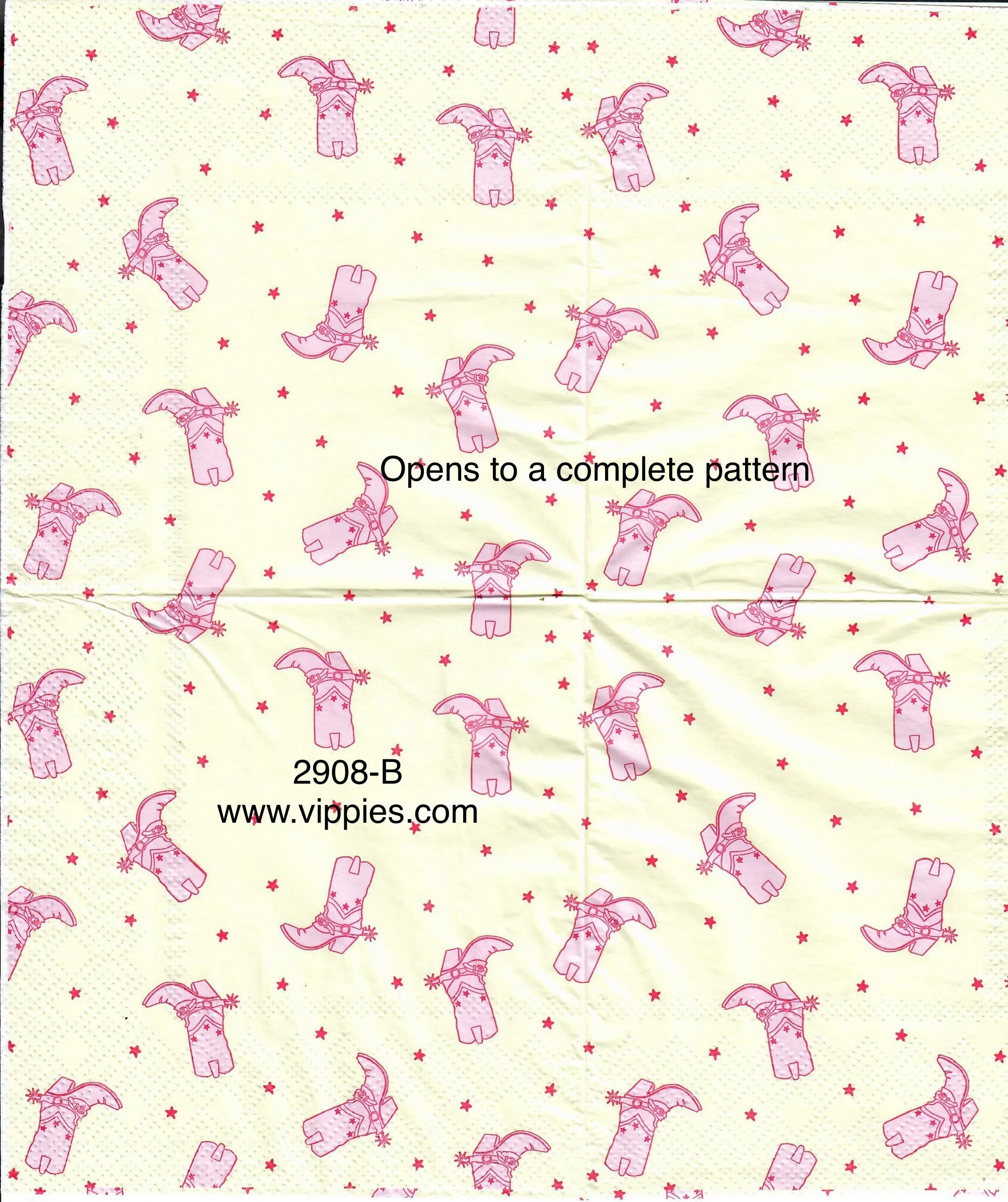 CW-2908-B Light Pink Cowboy Boots Napkin for Decoupage