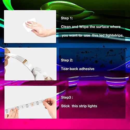 DAYBETTER (2rd Gen SMD 5050 Remote Control Led Strip Lights 100ft Color Changing with 44Keys Remote Controller and 24V Power Supply for Bedroom