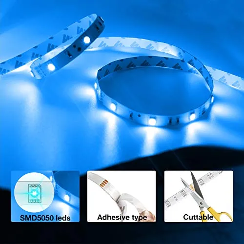 DAYBETTER (2rd Gen SMD 5050 Remote Control Led Strip Lights 100ft Color Changing with 44Keys Remote Controller and 24V Power Supply for Bedroom