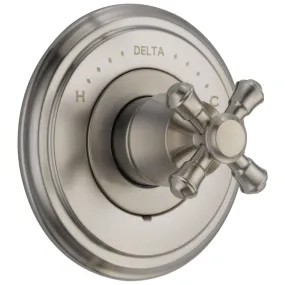 Delta Cassidy Collection Stainless Steel Finish Monitor 14 Shower Faucet Control COMPLETE ITEM with Single Cross Handle and Rough-in Valve without Stops D1586V