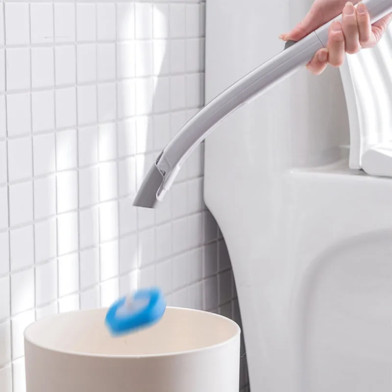 Disposable Household Long Handle Toilet Cleaning Brush Sponge Set