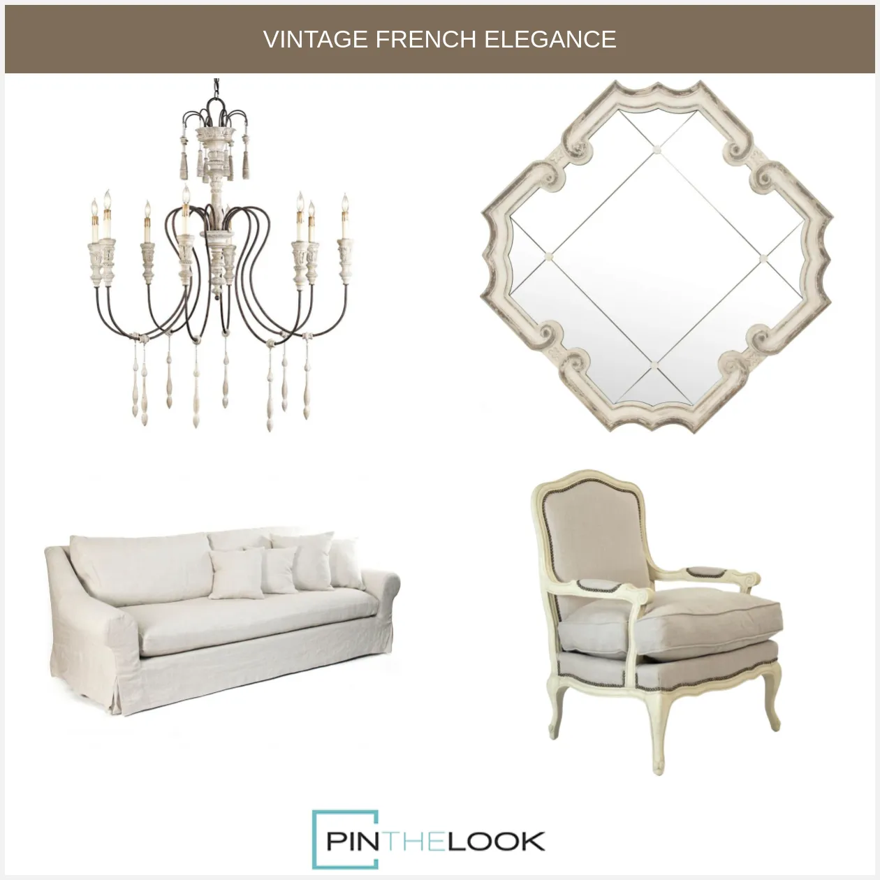 Distressed French Quatrefoil Mirror