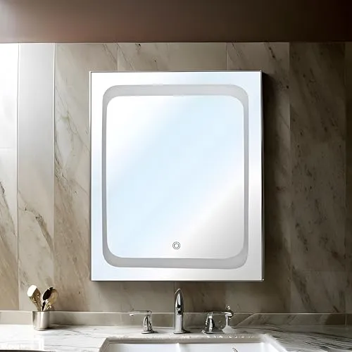 DONATO SQUARE WALL MOUNTED LED MIRROR 24"x30" INCH | BATHROOM MIRROR with LED LIGHTS | DECORATIVE LONG MIRROR for BEDROOM LIVING ROOM WASHBASIN LIGHTNING MIRROR | DGM-31