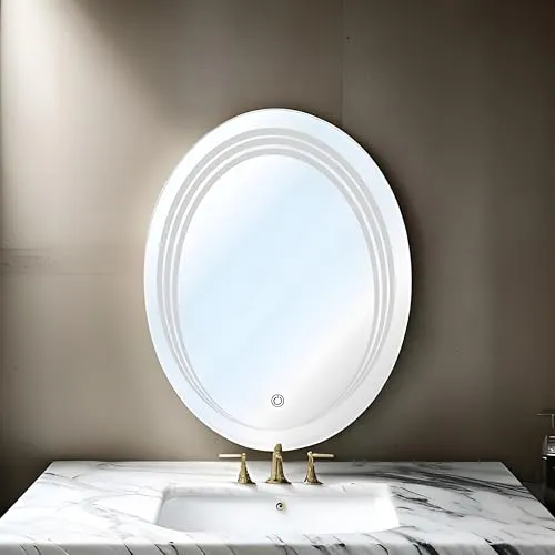 DONATO WALL MOUNTED OVAL SHAPED LED MIRROR with TOUCH ON OFF BUTTON | LIVING ROOM, WASH BASIN, VANITY/BATHROOM DECORATIVE INTEROR MIRROR with LED LIGHTS (24"x30" INCHES) (DGM-46)