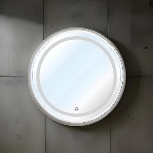 DONATO WALL MOUNTED ROUND SHAPED LED MIRROR with TOUCH ON/OFF BUTTON for LIVING ROOM, WASH BASIN, VANITY/BATHROOM DECORATIVE INTEROR MIRROR with LED LIGHTS (24"x24" INCHES) (DGM-45)