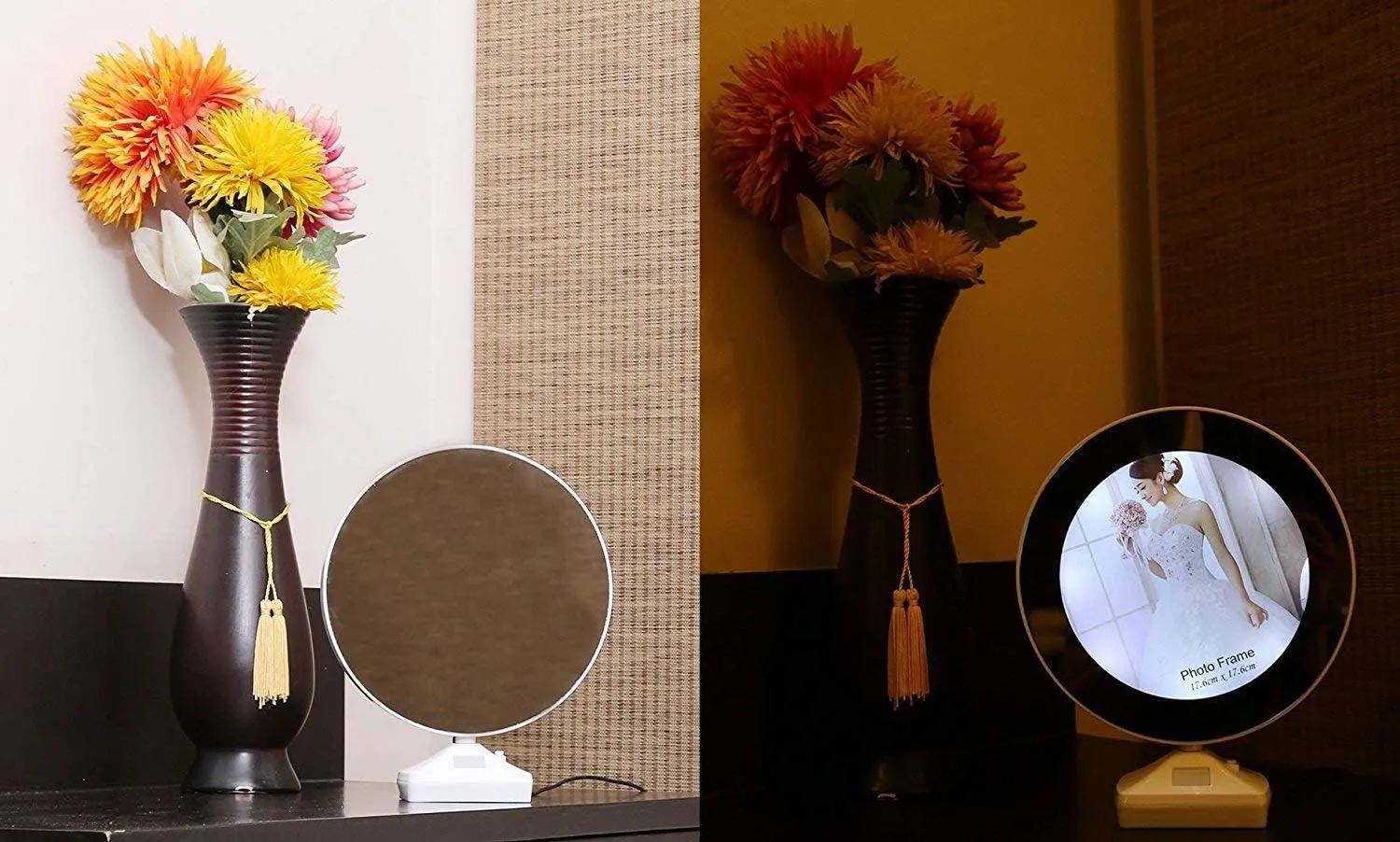 Dweezhet Home Travel Vanity Make up Mirror fordable Led Light Round Make up Mirror