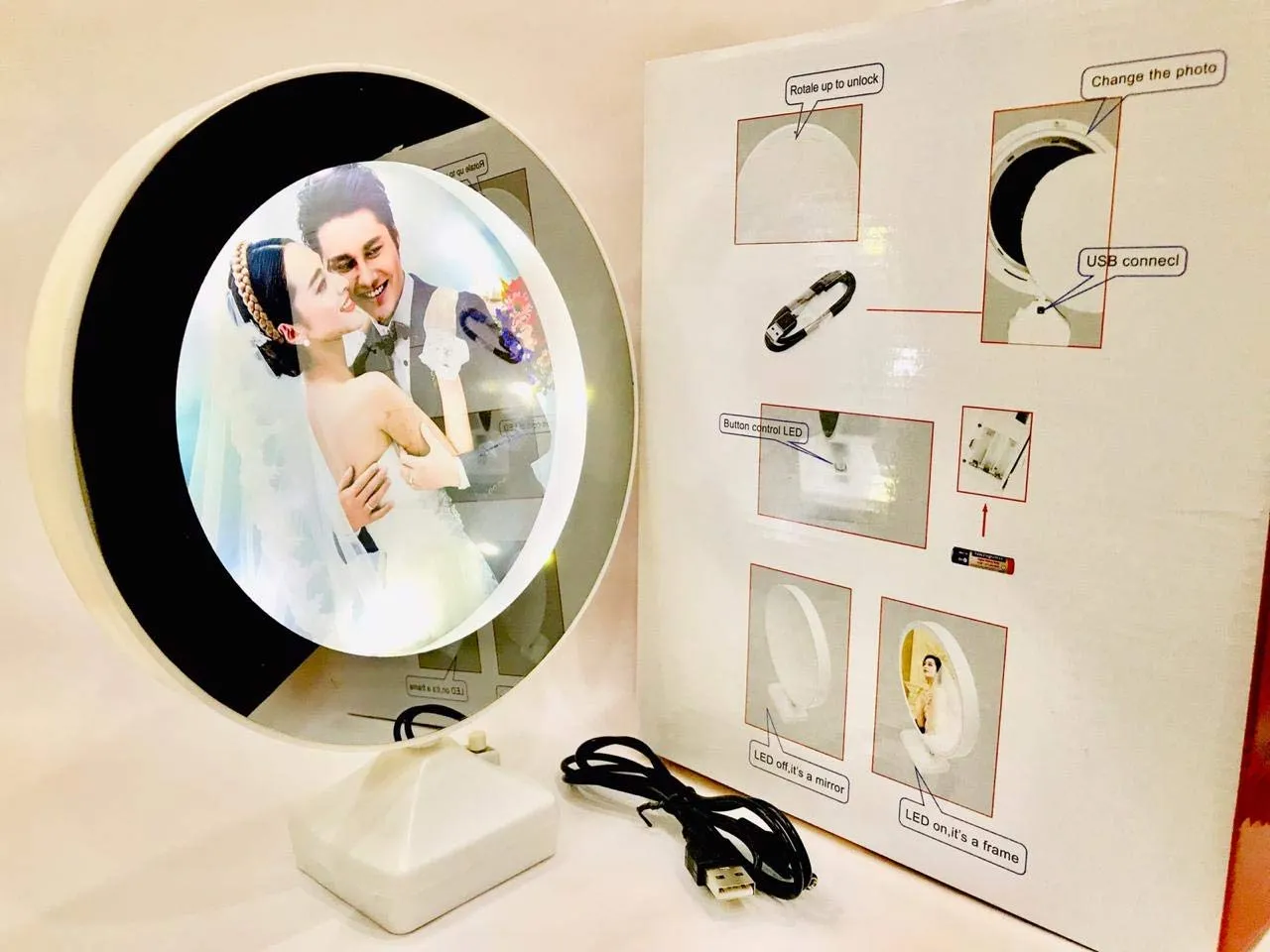 Dweezhet Home Travel Vanity Make up Mirror fordable Led Light Round Make up Mirror