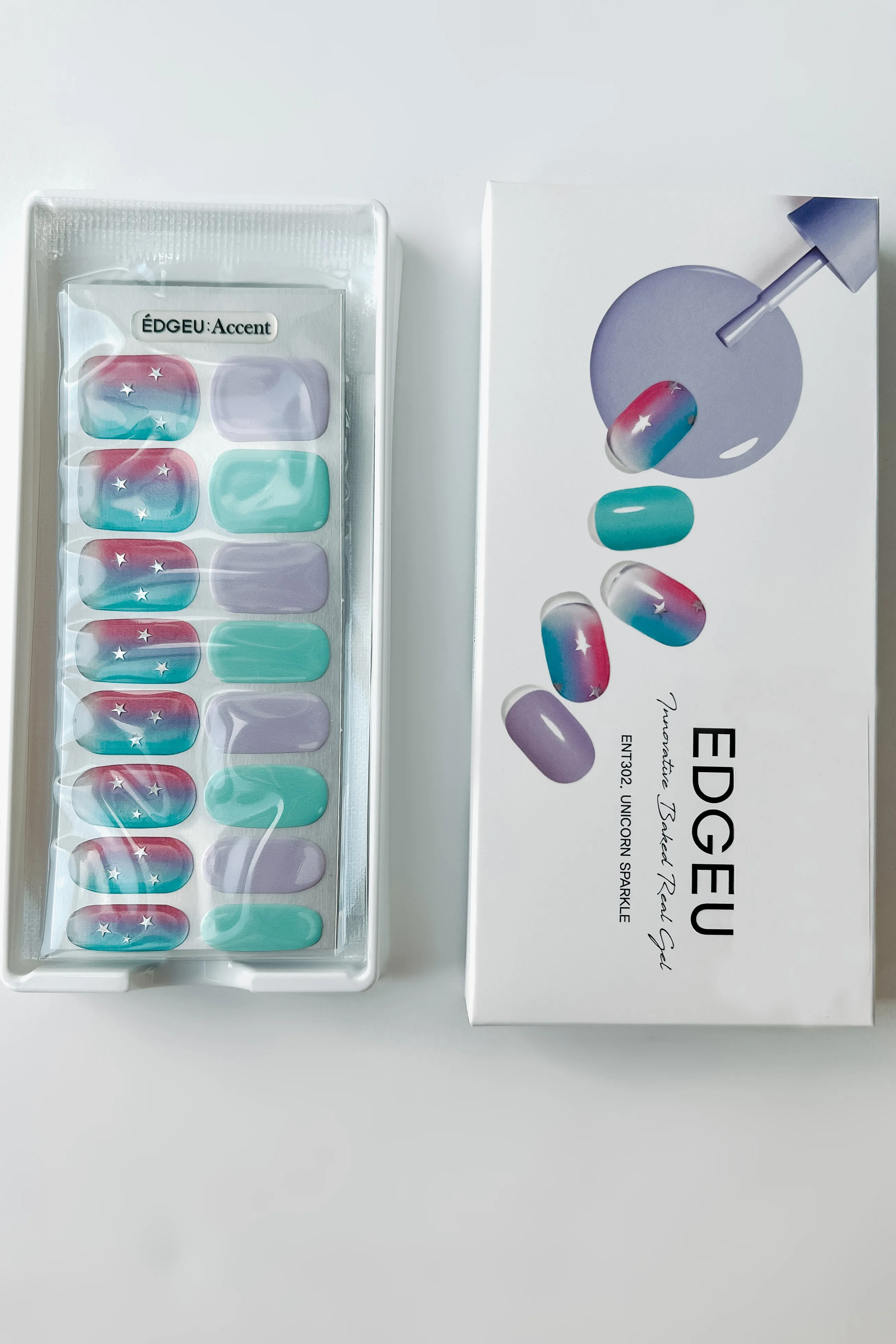 EDGEU Baked Gel Fingernail Stickers (Unicorn Sparkle)