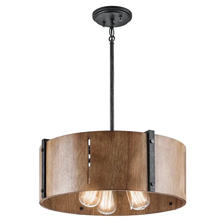 Elbur Three-Light Pendant/Semi-Flush Mount Ceiling Fixture