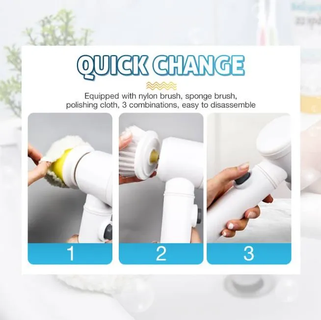 Electric Cleaning Brush With 3 Brush Heads