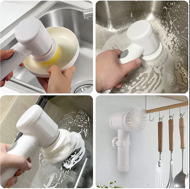 Electric Cleaning Brush With 3 Brush Heads