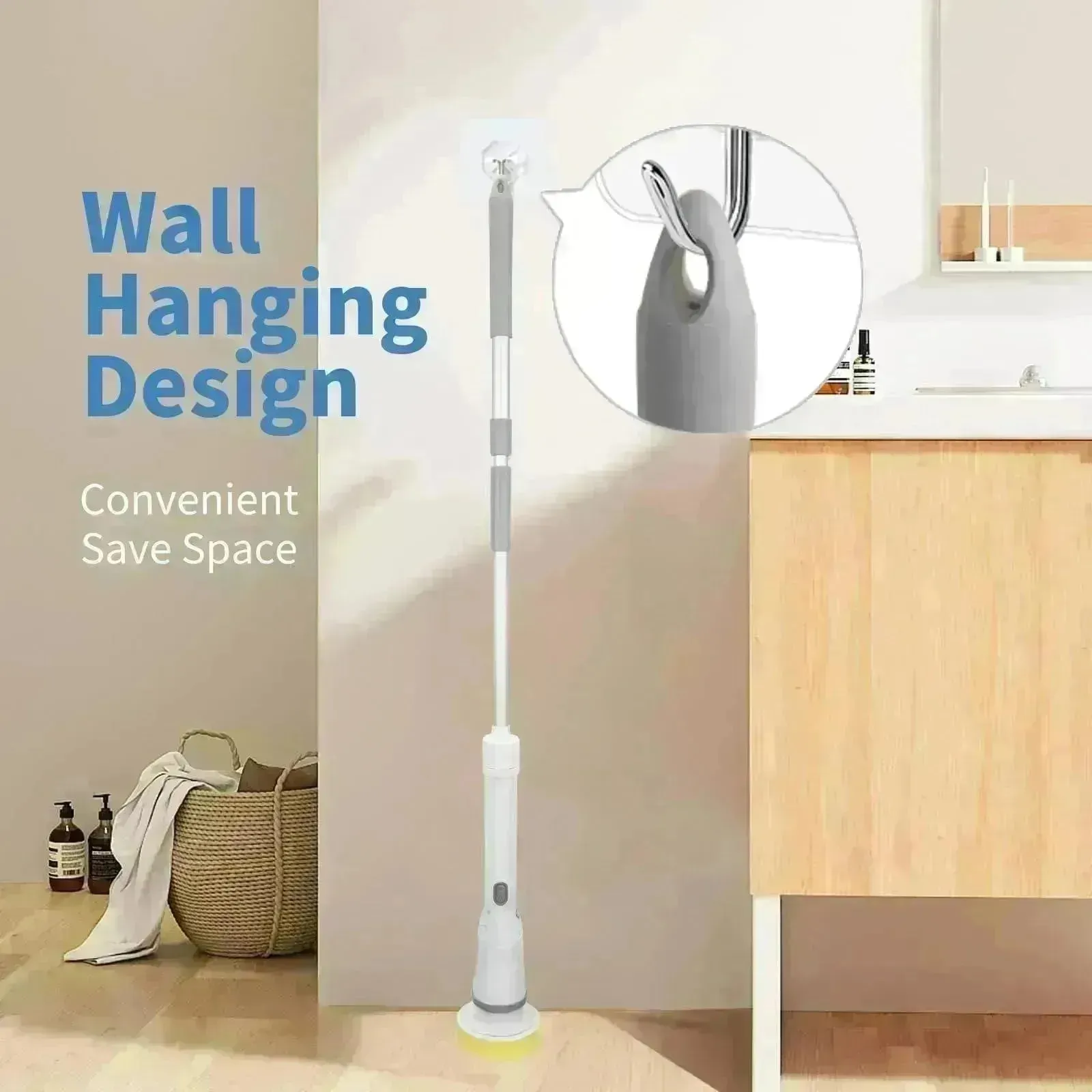 Electric Spin Scrubber, Bathroom Cleaning Brush, With 5 Replacement Heads, Brush With Long Handle For Kitchen, Bathtub, Floor, Toilet,