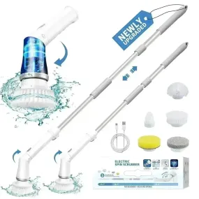 Electric Spin Scrubber, Bathroom Cleaning Brush, With 5 Replacement Heads, Brush With Long Handle For Kitchen, Bathtub, Floor, Toilet,