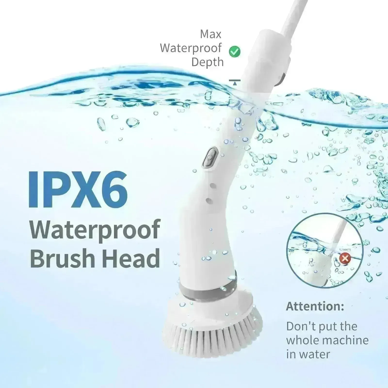 Electric Spin Scrubber, Bathroom Cleaning Brush, With 5 Replacement Heads, Brush With Long Handle For Kitchen, Bathtub, Floor, Toilet,