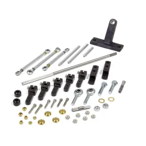 Enderle Side Mount Dual Quad Throttle Linkage - Black Anodized / Zinc Oxide - Dominator Carburetors - Tunnel Ram - Big Block Chevy