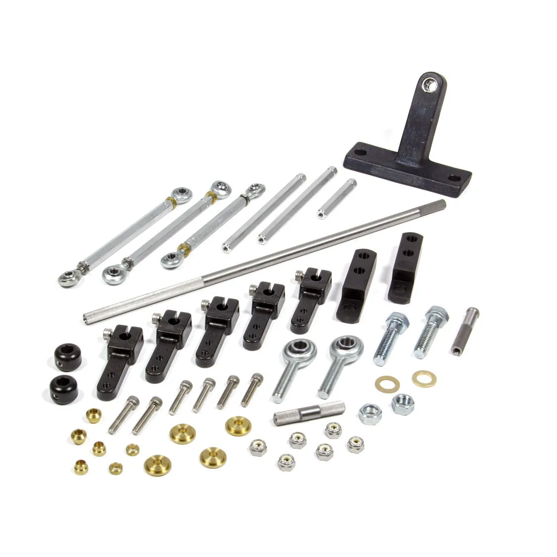 Enderle Side Mount Dual Quad Throttle Linkage - Black Anodized / Zinc Oxide - Dominator Carburetors - Tunnel Ram - Big Block Chevy