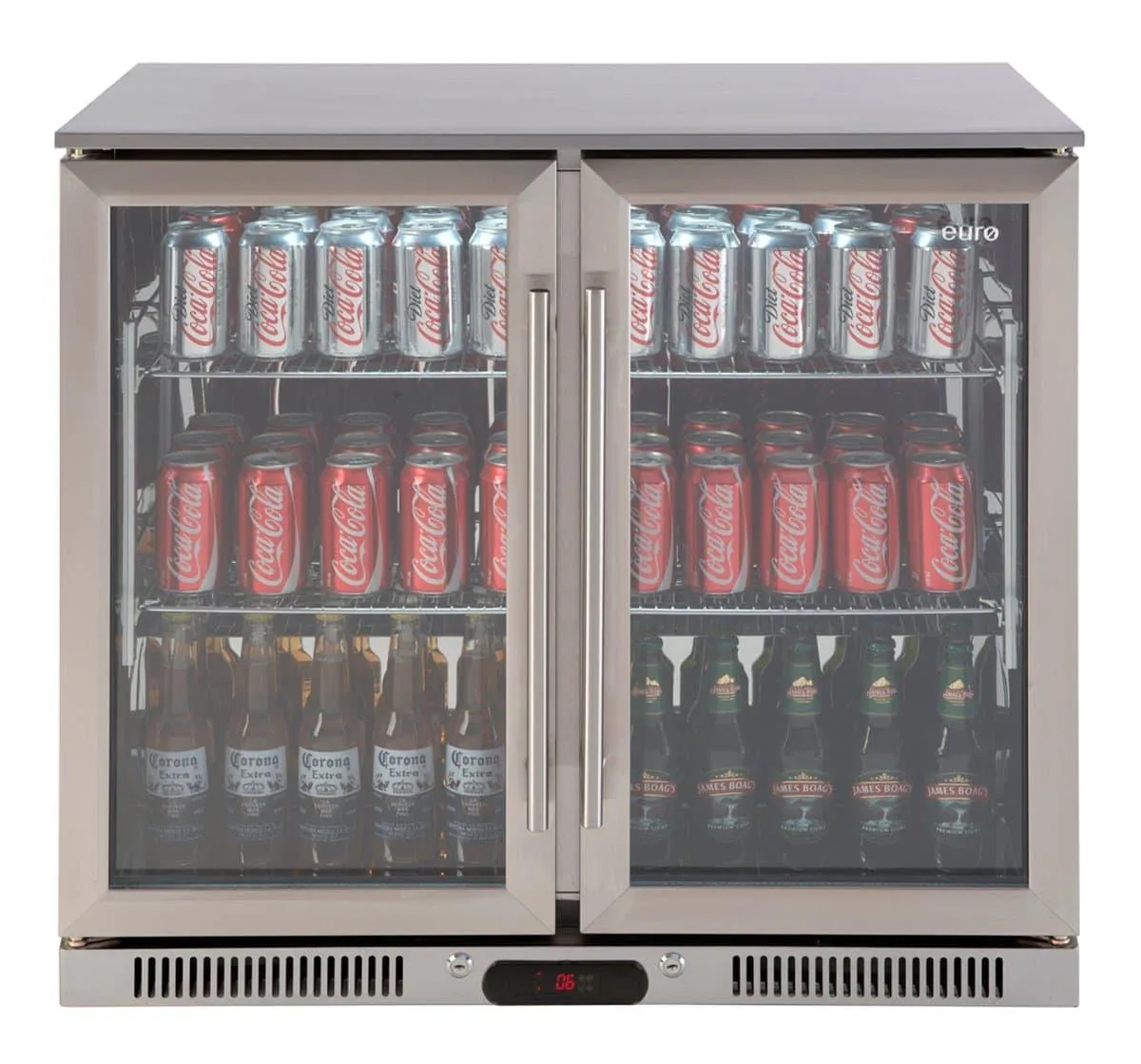 Euro 208 Litre Stainless Double Doors Beverage Cooler - EA900WFSX2