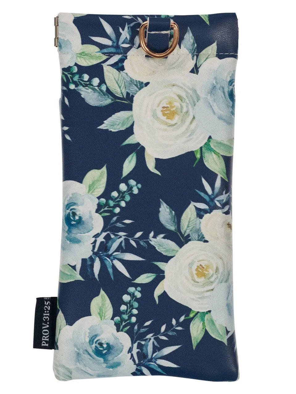 Eye Glass Case Strength And Dignity Blue Floral Faux Leather Egc001
