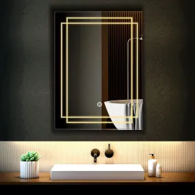 Fabels Anti Fog Defogger Multipurpose LED Light Mirror for Wall, Vanity, Bathrooms, Wash Basin, Travel, Dressing Room in 18 * 24, 24 * 24 Size, Defogger Option Available 18 * 24 Inch Size