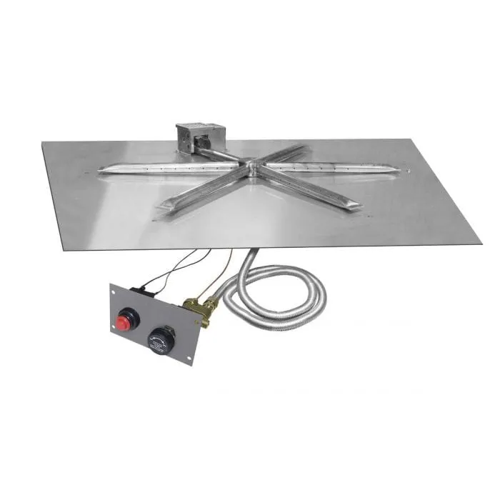 Firegear 34" Square Flat Pan Gas Fire Pit Insert FPB-34SFBSTFS