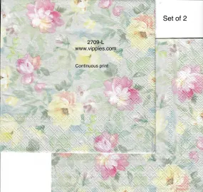 FL-2709-L-S Set of 2 Light Floral Napkin for Decoupage