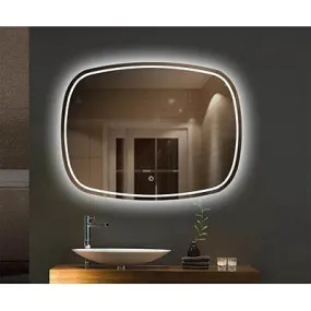 Generic Glass 3D Beautiful Modern Designed Led Glass Mirror Lights Glass Led Home Mirror Led Mirror (Warm Light, 24X18)(Framed , Rectangular, Wall Mount, Warm Light)