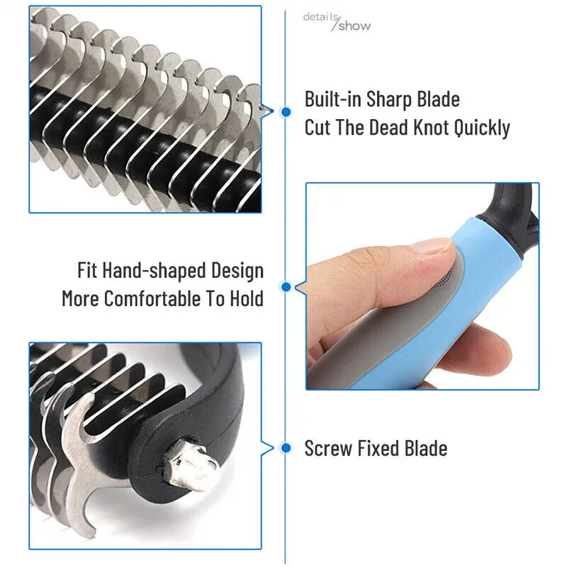 Grooming Brush For Pet Dog Cat Deshedding Tool Comb Fur Remover