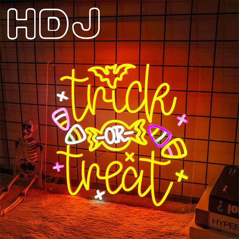 Halloween LED Neon Sign Trick or Treat Letters Glowing Letters Candy Decoration Lights