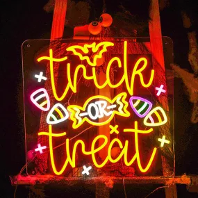 Halloween LED Neon Sign Trick or Treat Letters Glowing Letters Candy Decoration Lights