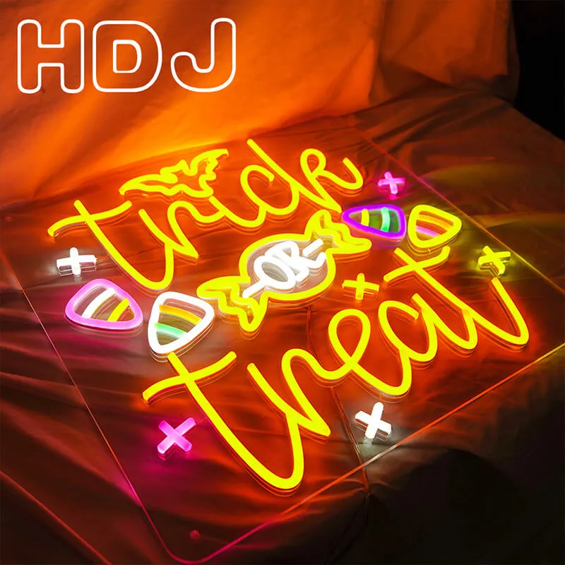 Halloween LED Neon Sign Trick or Treat Letters Glowing Letters Candy Decoration Lights