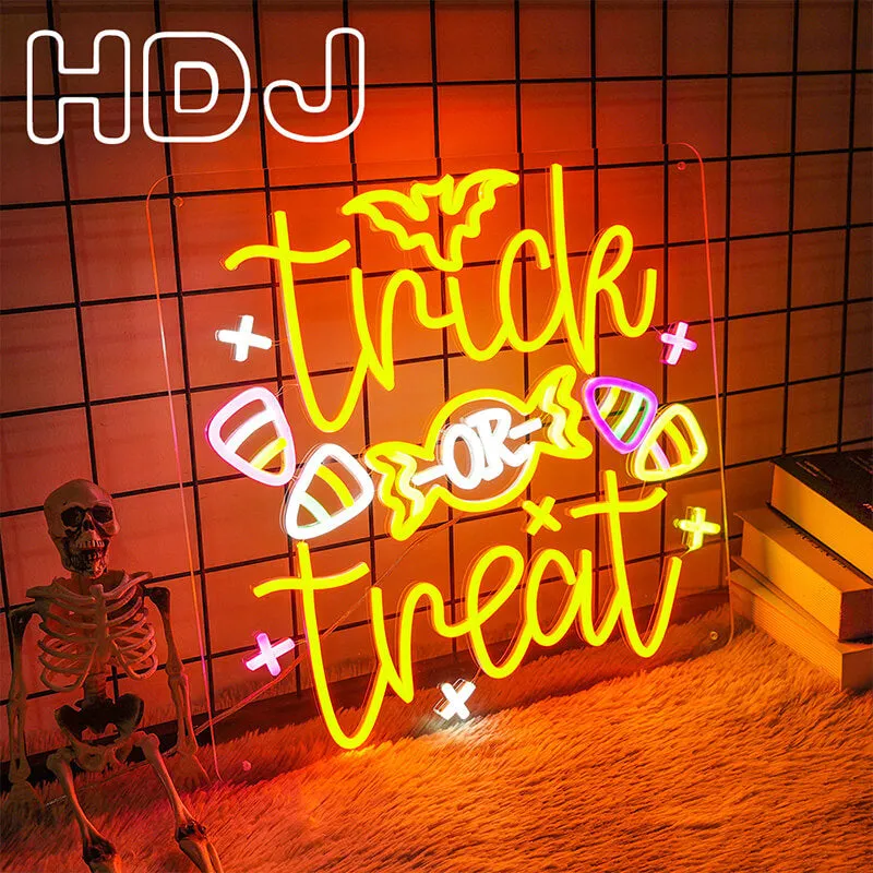 Halloween LED Neon Sign Trick or Treat Letters Glowing Letters Candy Decoration Lights