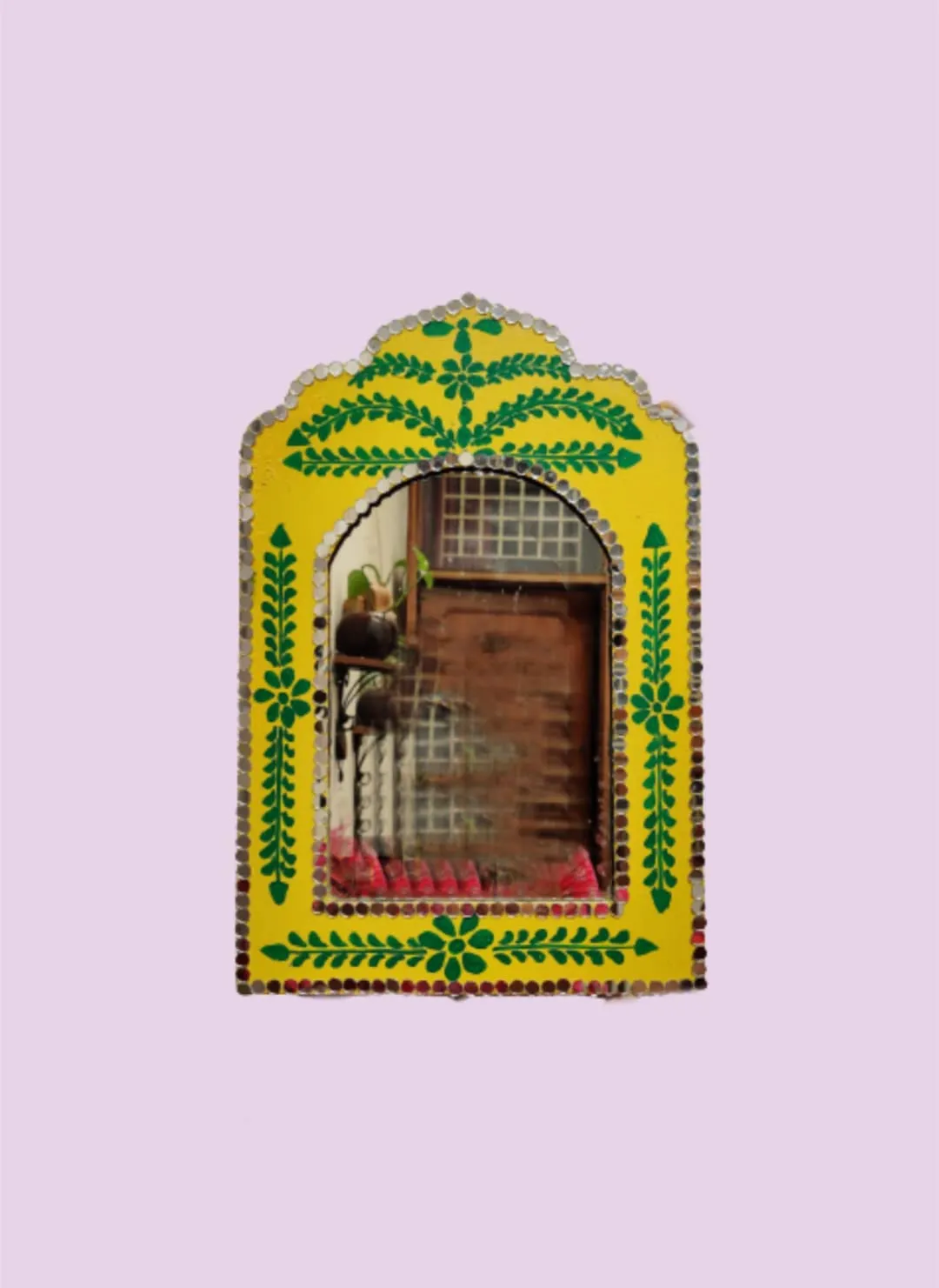 HANDMADE BUZZ Handcrafted Jharokas for Home Decor, Living Room, Bedroom, Wall Hanging Jharokha, MDF Wooden Wall Panel, Antique, Wall Mirror | Size 12 x 8 Inches (Pack of 2)