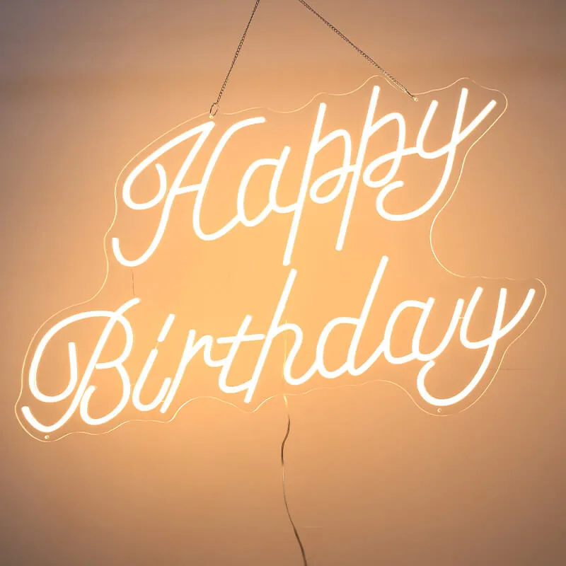 Happy Birthday LED Neon Sign Reusable Party Decoration Backdrop