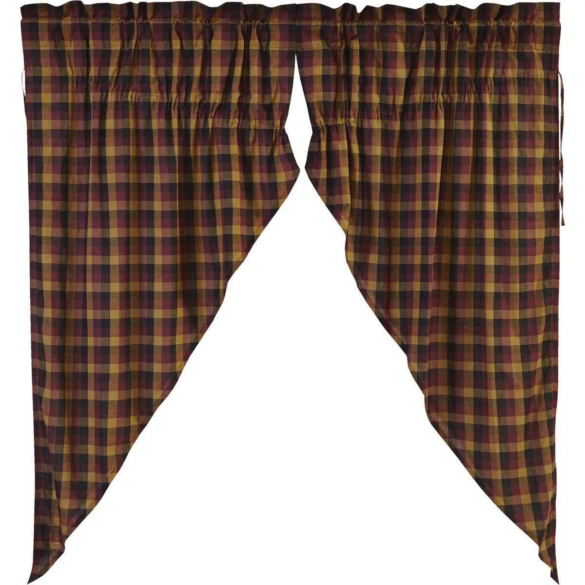Heritage Farms Primitive Check Prairie Short Panel Curtain Set of 2 63x36x18