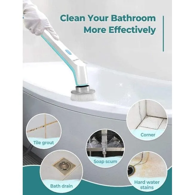 HOMITT Cordless Power Scrubber Electric with 3 Cleaning Brush Heads