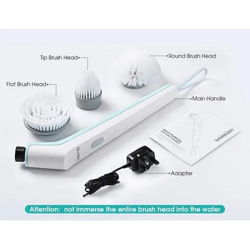 HOMITT Cordless Power Scrubber Electric with 3 Cleaning Brush Heads