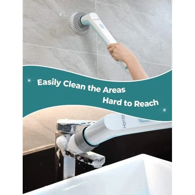 HOMITT Cordless Power Scrubber Electric with 3 Cleaning Brush Heads