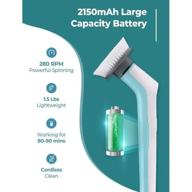 HOMITT Cordless Power Scrubber Electric with 3 Cleaning Brush Heads