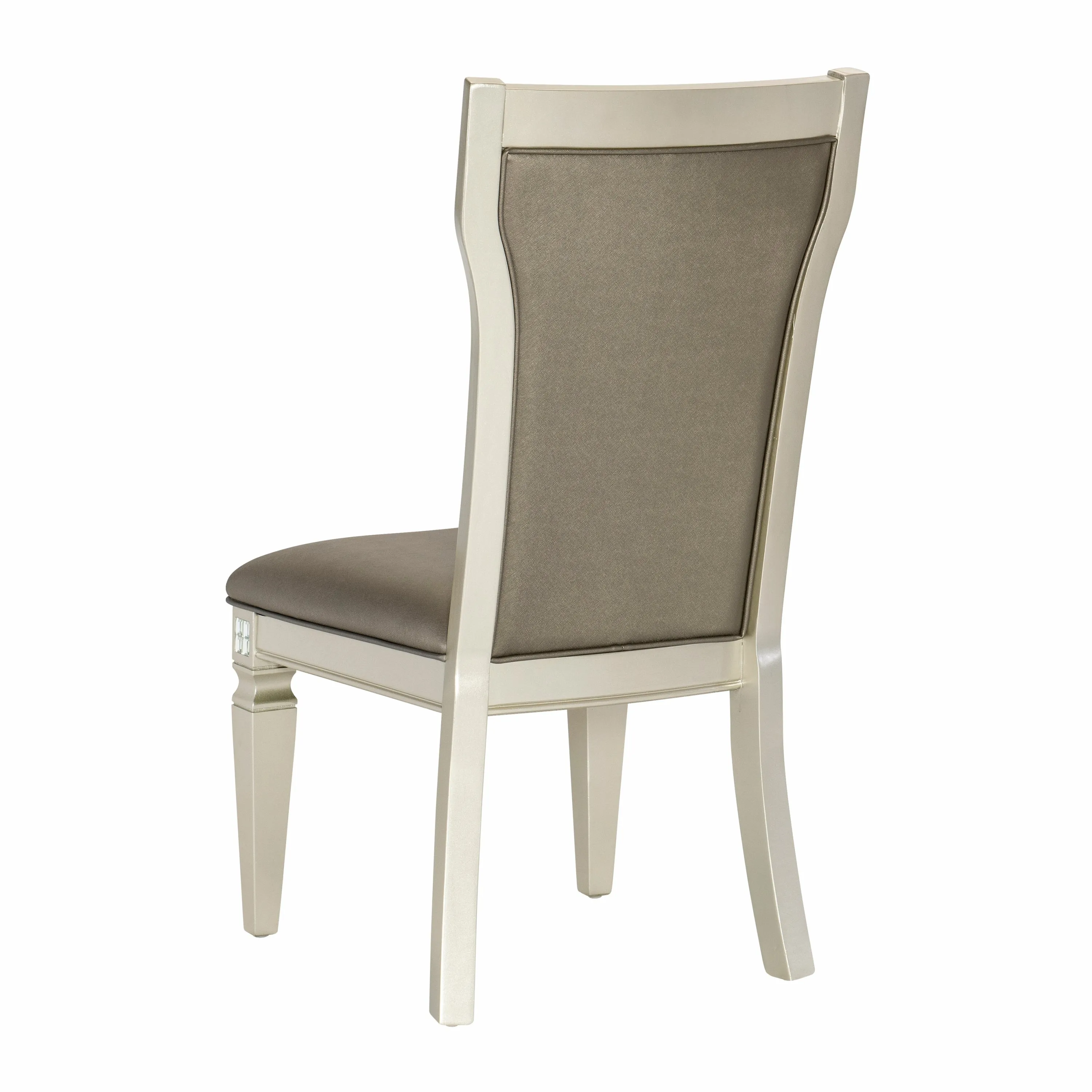 Jaydon 5pc Set Table w Leaf Glass Insert Top Upholstered Tufted 4x Side Chairs