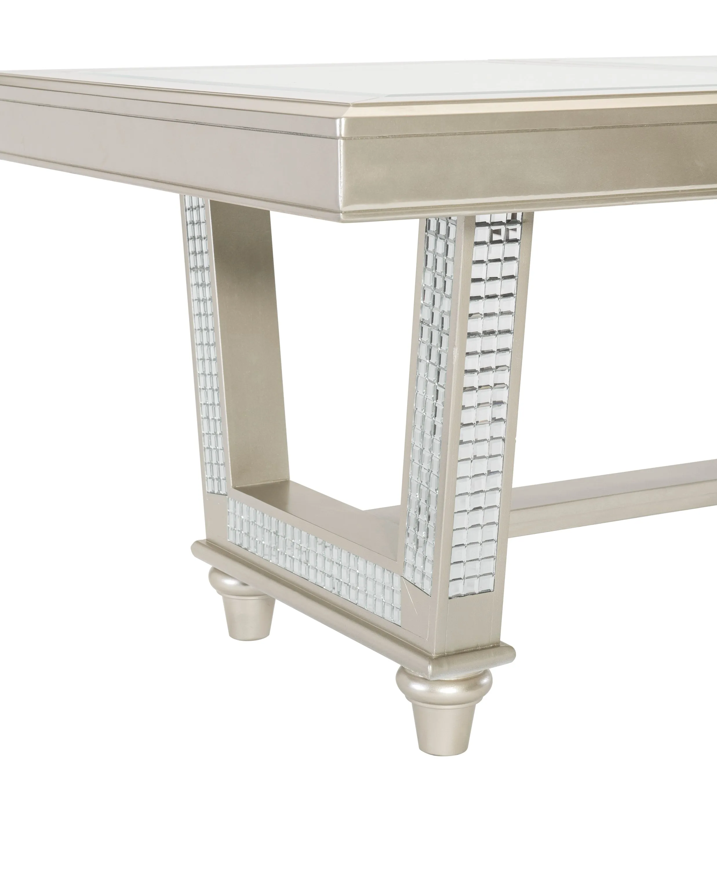 Jaydon 5pc Set Table w Leaf Glass Insert Top Upholstered Tufted 4x Side Chairs