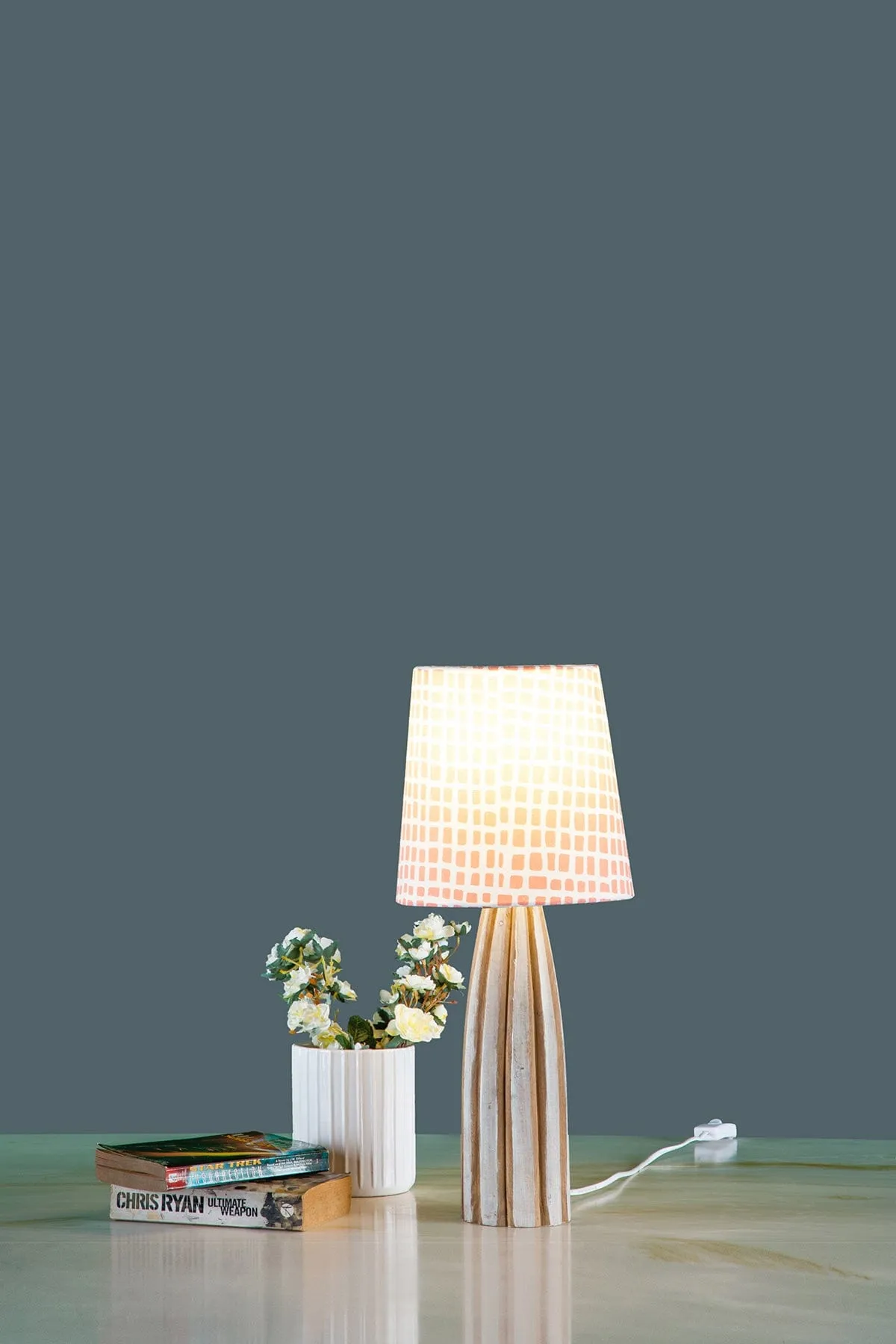 Jiva Wood Table Lamp (Washed White)