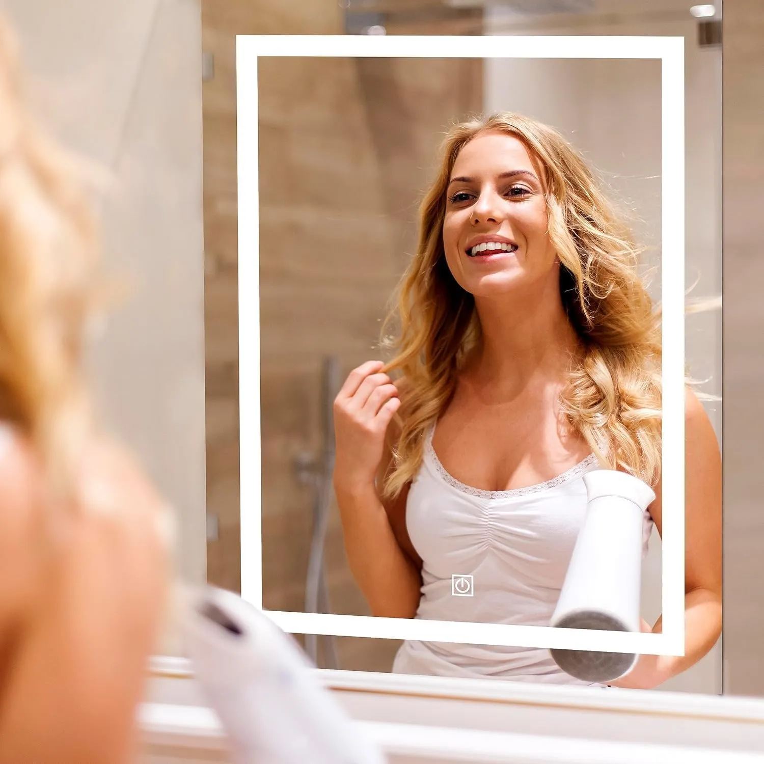 KALYAN TRADERS Led luxury Wall Mirror Glass for Bathrooms led Light Mirror Glass for Living Room, Bedroom, Dressing Room, and Hallway washbasin Decorative Mirror Rectangular-(24x30).
