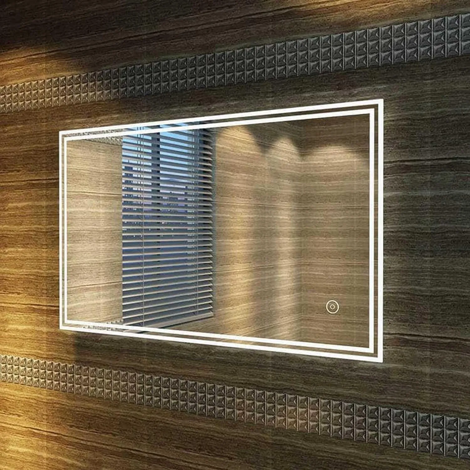 KALYAN TRADERS Led luxury Wall Mirror Glass for Bathrooms led Light Mirror Glass for Living Room, Bedroom, Dressing Room, and Hallway washbasin Decorative Mirror Rectangular-(24x30).