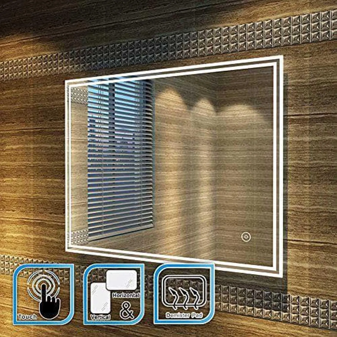 KALYAN TRADERS Led luxury Wall Mirror Glass for Bathrooms led Light Mirror Glass for Living Room, Bedroom, Dressing Room, and Hallway washbasin Decorative Mirror Rectangular-(24x30).