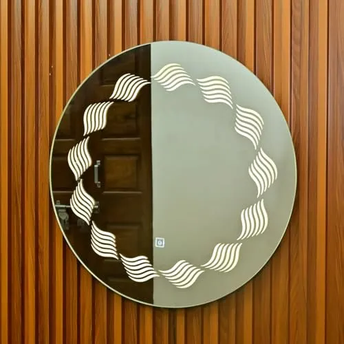 Kamal ENTERPRISEZ | LED Lighted Vanity Mirror, Round Wall-Mounted, DIY, Touch Sensor, for Home/Office (Round Mirror 1)